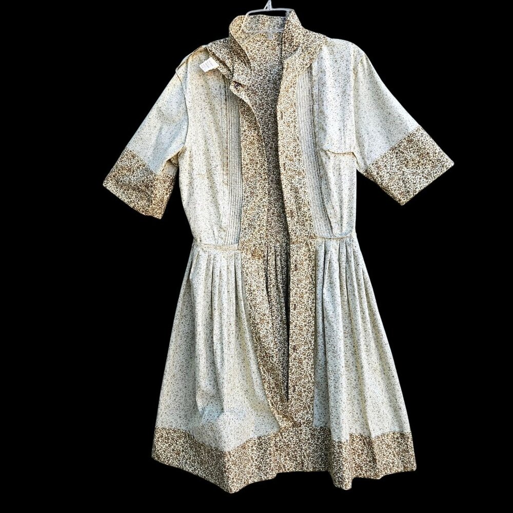 Vintage 1950s Carol Brent Cotton Shirt Dress XS Tiny Waist Hourglass - Picture 10 of 14